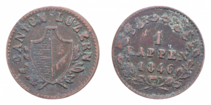 SVIZZERA LUZERN 1 RAPPEN 1846 CU. 1,16 GR. BB