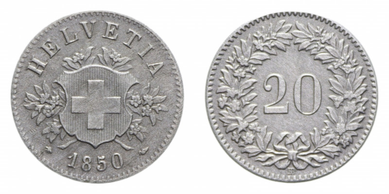 SVIZZERA 20 RAPPEN 1850 BB NI. 3,10 GR. BB