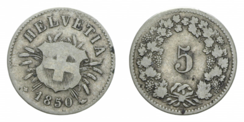 SVIZZERA 5 RAPPEN 1850 NI.1,76 GR. qBB