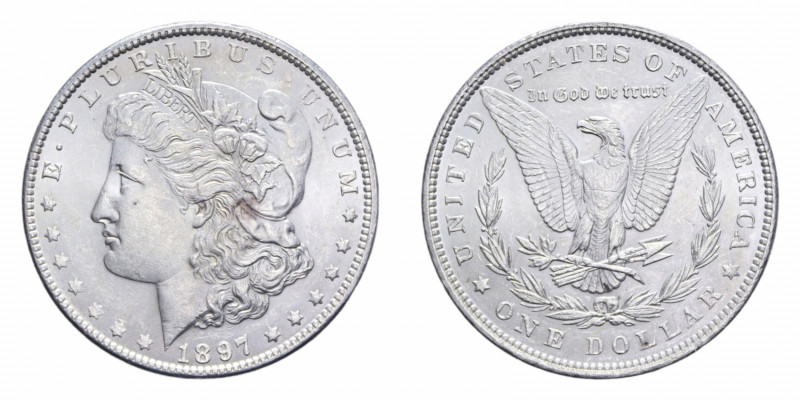 USA DOLLARO 1897 MORGAN AG. 26,78 GR. SPL-FDC/qFDC (SEGNETTI)