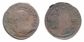 ANCONA PIO VI (1775-1779) 2 1/2 BAIOCCHI 1796 SAMPIETRINO CU. 11,54 GR. qBB