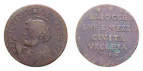 CIVITAVECCHIA PIO VI (1775-1779) 2 1/2 BAIOCCHI 1796 SAMPIETRINO CU. 13,68 GR. qBB