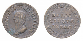 FERMO PIO VI (1775-1779) 5 BAIOCCHI 1797 MADONNINA CU. 13,17 GR. BB-SPL