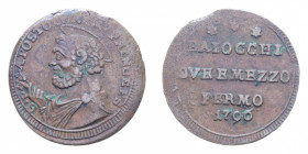 FERMO PIO VI (1775-1779) 2 1/2 BAIOCCHI 1796 SAMPIETRINO CU. 13,20 GR. BB