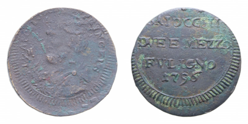 FOLIGNO PIO VI (1775-1779) 2 1/2 BAIOCCHI 1796 SAMPIETRINO R CU. 15,42 GR. qBB/B...