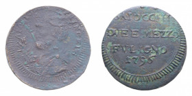 FOLIGNO PIO VI (1775-1779) 2 1/2 BAIOCCHI 1796 SAMPIETRINO R CU. 15,42 GR. qBB/BB+