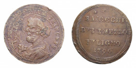 FOLIGNO PIO VI (1775-1779) 2 1/2 BAIOCCHI 1796 SAMPIETRINO RR CU. 15,40 GR. BB+ (RIBATTUTO)