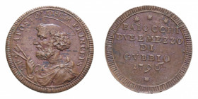 GUBBIO PIO VI (1775-1779) 2 1/2 BAIOCCHI 1796 SAMPIETRINO R CU. 16,26 GR. BB-SPL