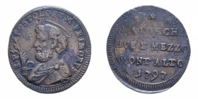 MONTALTO PIO VI (1775-1779) 2 1/2 BAIOCCHI 1797 SAMPIETRINO RR CU. 19,68 GR. BB+