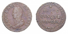 PERUGIA PIO VI (1775-1779) 5 BAIOCCHI 1797 MADONNINA CU. 16,57 GR. BB