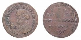 PERUGIA PIO VI (1775-1779) 2 1/2 BAIOCCHI 1796 SAMPIETRINO CU. 15,93 GR. BB
