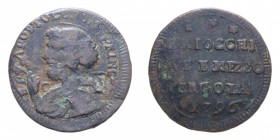PERGOLA PIO VI (1775-1779) 2 1/2 BAIOCCHI 1796 SAMPIETRINO R CU. 14,86 GR. qBB