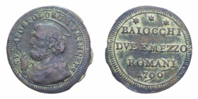 ROMA PIO VI (1775-1779) 2 1/2 BAIOCCHI 1796 SAMPIETRINO CU. 15,57 GR. BB