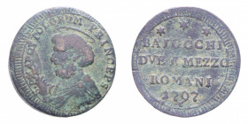 ROMA PIO VI (1775-1779) 2 1/2 BAIOCCHI 1797 SAMPIETRINO CU. 18,96 GR. qBB/BB