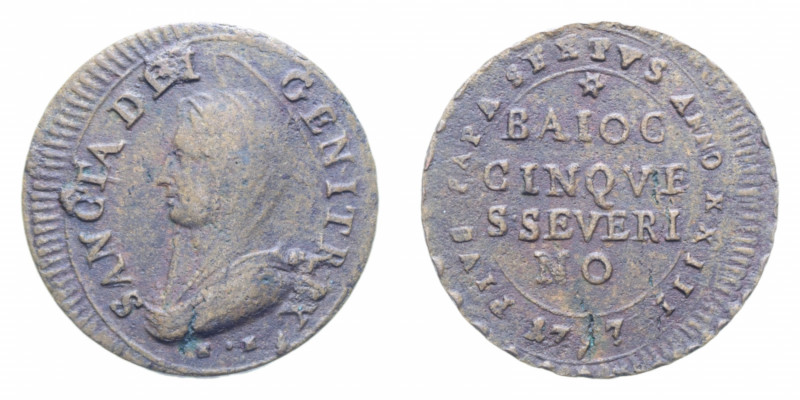 SAN SEVERINO PIO VI (1775-1779) 5 BAIOCCHI 1797 MADONNINA CU. 14,99 GR. BB