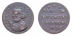 SAN SEVERINO PIO VI (1775-1779) 2 1/2 BAIOCCHI 1796 SAMPIETRINO CU. 16,75 GR. BB
