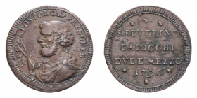 SAN SEVERINO PIO VI (1775-1779) 2 1/2 BAIOCCHI 1796 SAMPIETRINO CU. 14,08 GR. BB+