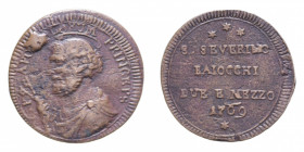 SAN SEVERINO PIO VI (1775-1779) 2 1/2 BAIOCCHI 1796 (DATA INVERTITA 1769) SAMPIETRINO R CU. 15,32 GR. BB