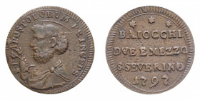 SAN SEVERINO PIO VI (1775-1779) 2 1/2 BAIOCCHI 1797 SAMPIETRINO CU. 16,14 GR. BB+