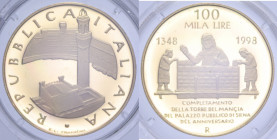 100000 LIRE 1998 TORRE DEL MANGIA IN SIENA AU 15 GR. IN COFANETTO PROOF