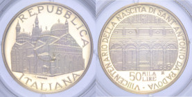 50000 LIRE 1995 S. ANTONIO DA PADOVA AU 7,5 GR. IN COFANETTO PROOF