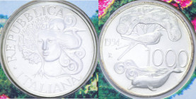 1000 LIRE 1994 FLORA E FAUNA AG. 14,6 GR. IN FOLDER FDC