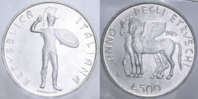 500 LIRE 1985 ANNO DEGLI ETRUSCHI AG. 11 GR. IN ASTUCCIO FDC