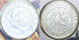 500 LIRE 1990 SCOPERTA AMERICA 2° EMISSIONE AG. 11 GR. IN FOLDER FDC