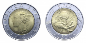 500 LIRE 1998 IFAD VAR. MEZZA LUNA SUL 2 BI. 6,83 GR. SPL-FDC