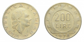 200 LIRE 1978 LAVORO MEZZA LUNA SOTTO IL COLLO R BA. 5,01 GR. BB+