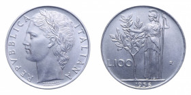 100 LIRE 1956 MINERVA AC. 8 GR. qFDC/FDC