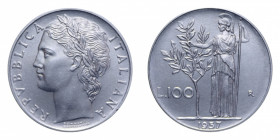 100 LIRE 1957 MINERVA AC. 8 GR. qFDC/FDC