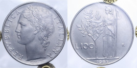 100 LIRE 1963 MINERVA AC. 8 GR. FDC (SIGILLATA GAUDENZI)