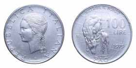 100 LIRE 1979 FAO RIBATTUTA VISIBILE SUL NUMERO 100 R AC. 8,04 GR. BB-SPL