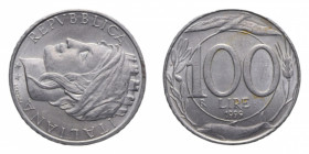 100 LIRE 1999 ITALIA TURRITA ASSE RUOTATO 90° R CUNI. 4,50 GR. SPL