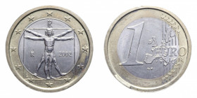 1 EURO 2002 ITALIA ESCRESCENZA DI METALLO SUL BORDO BI. 7,43 qSPL
