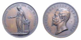 REGNO D'ITALIA VITT. EMANUELE II MEDAGLIA 1861 ESPOSIZIONE ITALIANA IN FIRENZE AE. 99,27 GR. 55,5 MM. SPL