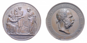 AUSTRIA MEDAGLIA FRANCESCO GIUSEPPE I 1873 MOSTRA MONDIALE DI INDUSTRIA, COMMERCIO ED AGRICOLTURA AE. 156,56 GR. 70,8 MM. BB+ (COLPI)