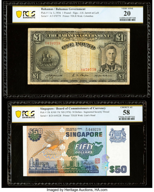 Bahamas Bahamas Government 1 Pound 1936 Pick 11a PCGS Banknote Very Fine 20; Sin...
