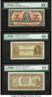 Canada Bank of Canada $2 2.1.1937 BC-22b PMG Choice Uncirculated 64 EPQ; Yugoslavia National Bank 500; 1000 Dinara 1.5.1946 Pick 66b; 67b Two Examples...