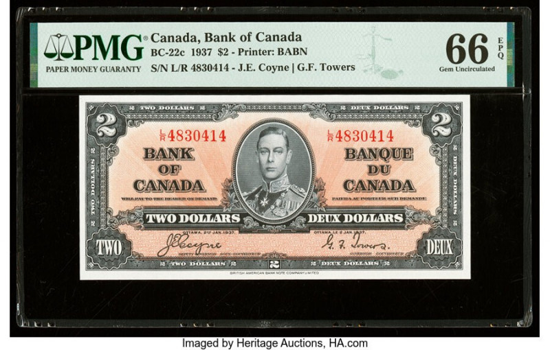 Canada Bank of Canada $2 2.1.1937 BC-22c PMG Gem Uncirculated 66 EPQ. 

HID09801...