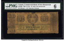 Canada St. John, NB- Commercial Bank of New Brunswick $1 (5 Shillings) 1.11.1860 Ch.# 180-16-02 PMG Good 6. 

HID09801242017

© 2022 Heritage Auctions...