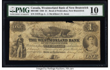 Canada Bend of Petticodiac, NB- Westmorland Bank of New Brunswick $1 1.5.1856 Ch.# 800-10-08 PMG Very Good 10. Tears are noted on this example. 

HID0...