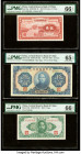 China Central Reserve Bank of China 50 Cents = 5 Chiao; 10; 1 Yuan 1940 (2) 1943 Pick J5a; J12h; J19a Three Examples PMG Gem Uncirculated 66 EPQ (2); ...