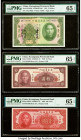 China Kwangtung Provincial Bank 5 Dollars; 10; 100 Yuan 1931; 1949 (2) Pick S2422d; S2458; S2459 Three Examples PMG Gem Uncirculated 65 EPQ (3). 

HID...