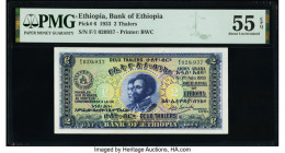 Ethiopia Bank of Ethiopia 2 Thalers 1.6.1933 Pick 6 PMG About Uncirculated 55 EPQ. 

HID09801242017

© 2022 Heritage Auctions | All Rights Reserved