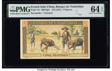 French Indochina Banque de l'Indo-Chine 5 Piastres ND (1951) Pick 75r Remainder PMG Choice Uncirculated 64 EPQ. 

HID09801242017

© 2022 Heritage Auct...