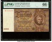Germany German Gold Discount Bank 1000 Reichsmark 22.2.1936 Pick 184 PMG Gem Uncirculated 66 EPQ. This will be the highest graded example we have offe...