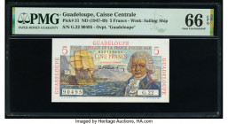 Guadeloupe Caisse Centrale de la France d'Outre-Mer 5 Francs ND (1947-49) Pick 31 PMG Gem Uncirculated 66 EPQ. 

HID09801242017

© 2022 Heritage Aucti...
