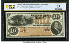 Mexico Nacional Monte de Piedad 10 Pesos 188_ Pick S266r1 M692r1 Remainder PCGS Banknote Choice UNC 63. 

HID09801242017

© 2022 Heritage Auctions | A...